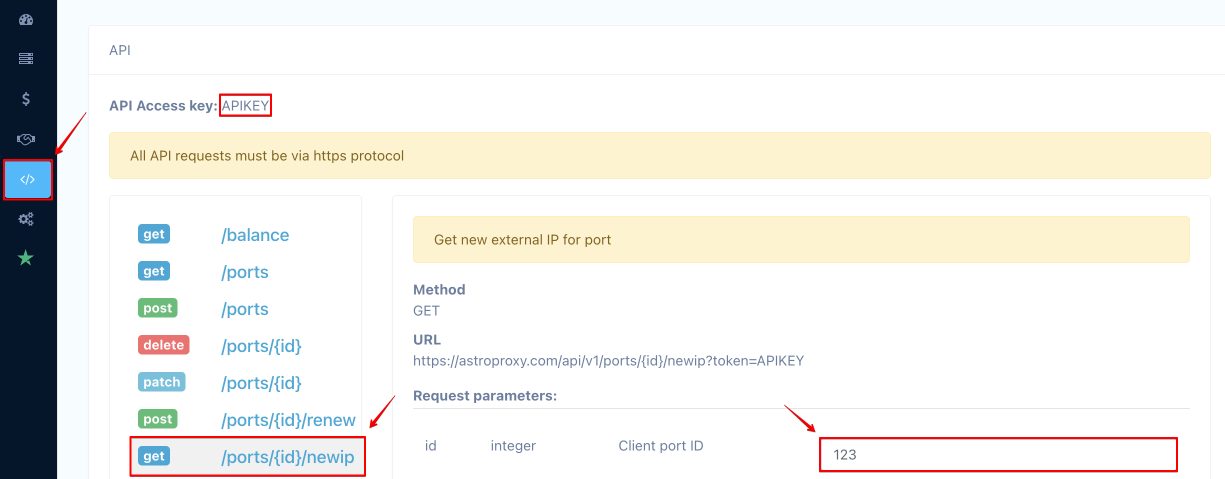 AstroProxy API Change IP