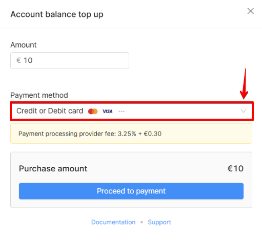 Payment by card