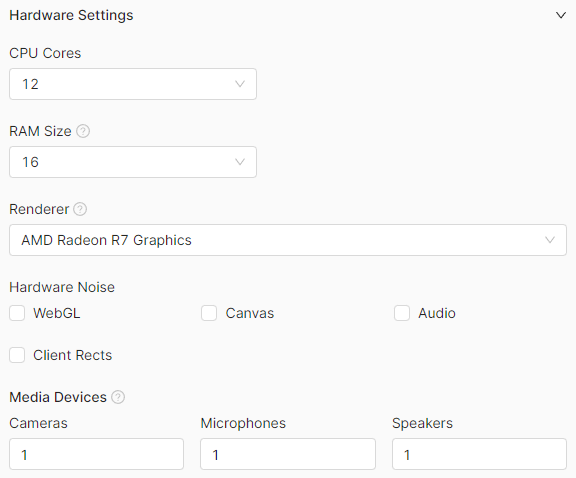 Hardware settings
