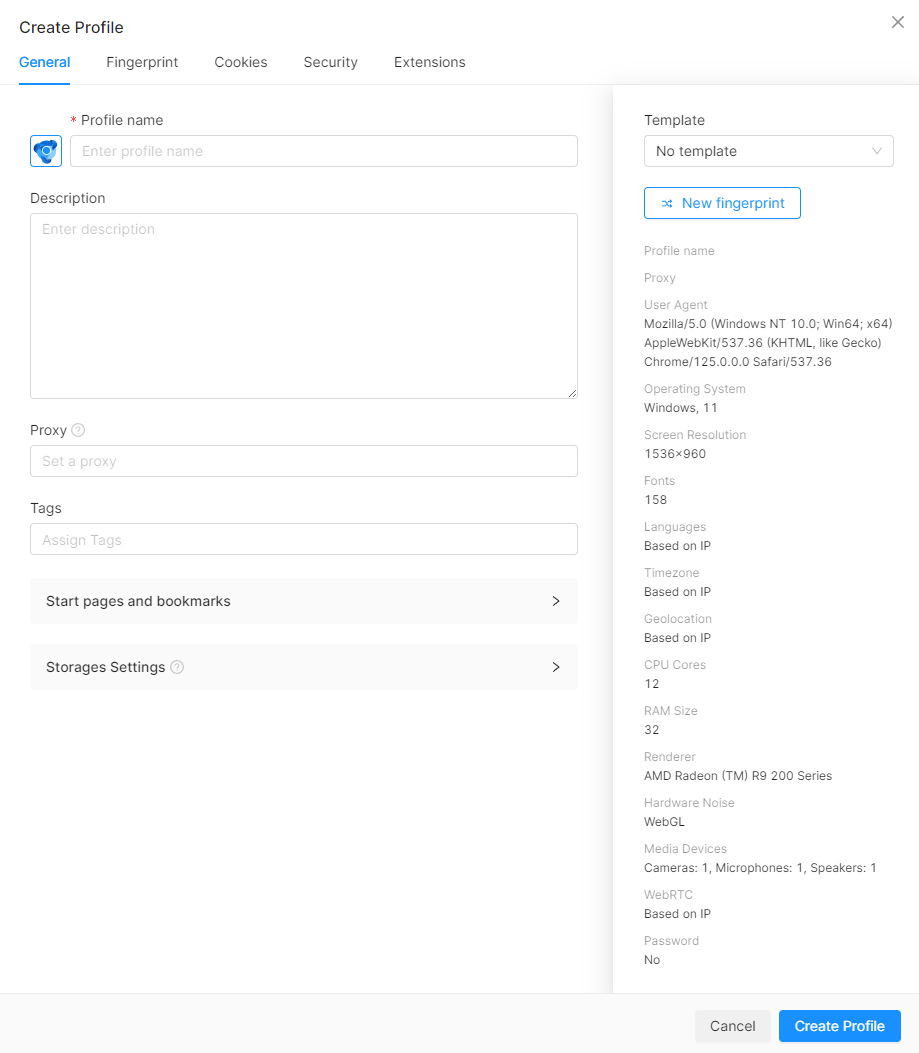 General settings