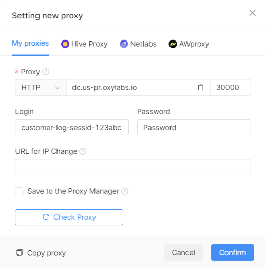 Oxylabs Proxy Data in Octo