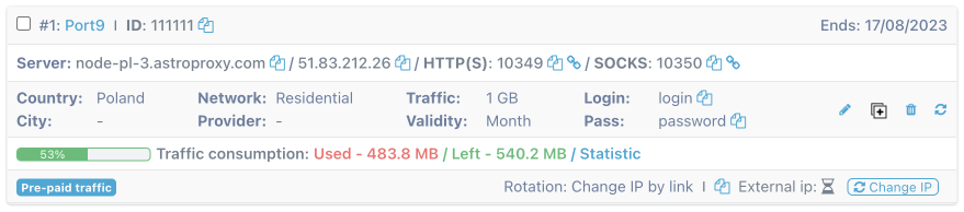 AstroProxy Active Ports