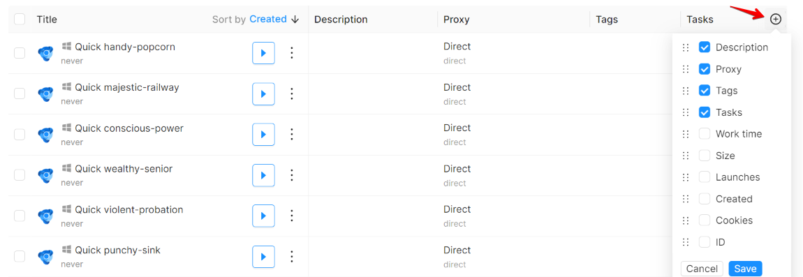 Manage Columns