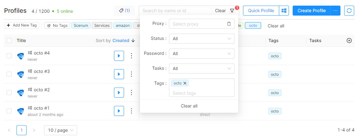 Profile Filter
