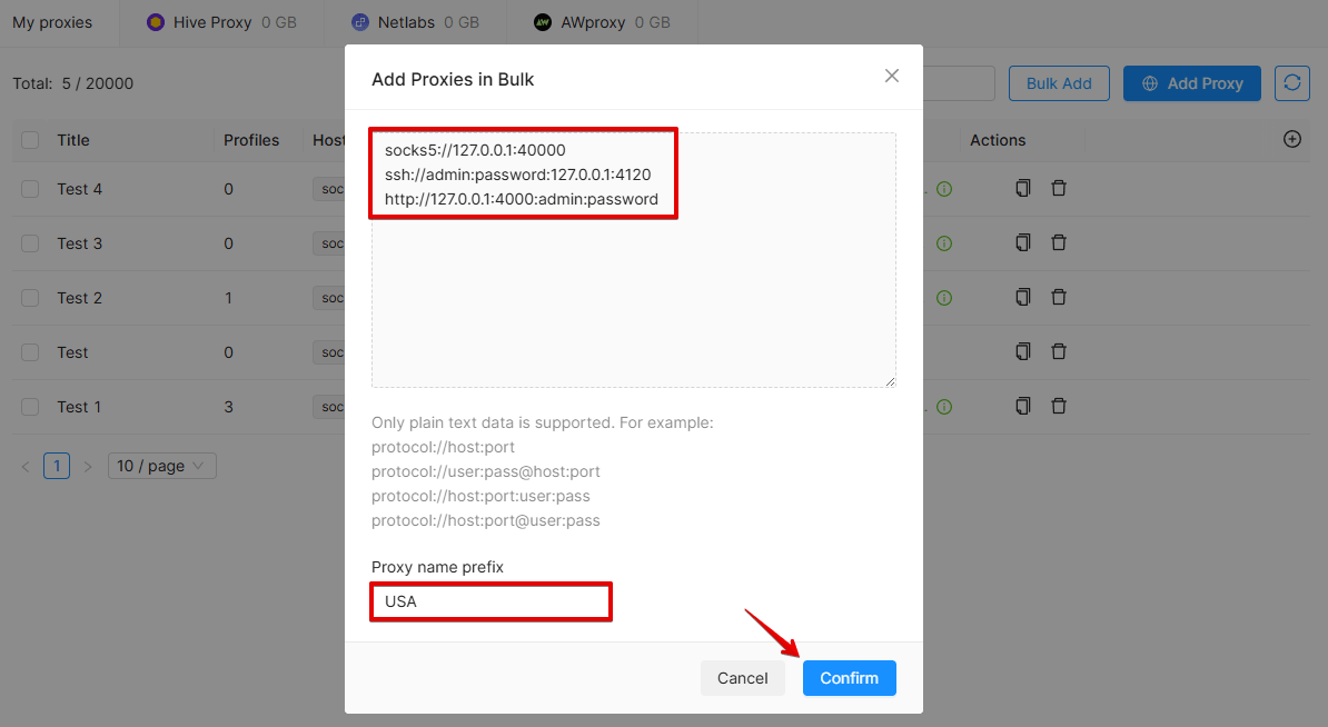 Bulk Proxy Add Bulk Proxy Add
