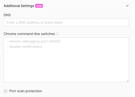 Additional profile settings