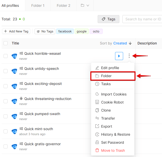 Changing profile folder Changing profile folder