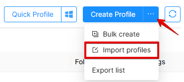 Importação de Perfil