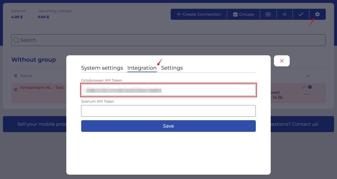 Token da API do iProxy