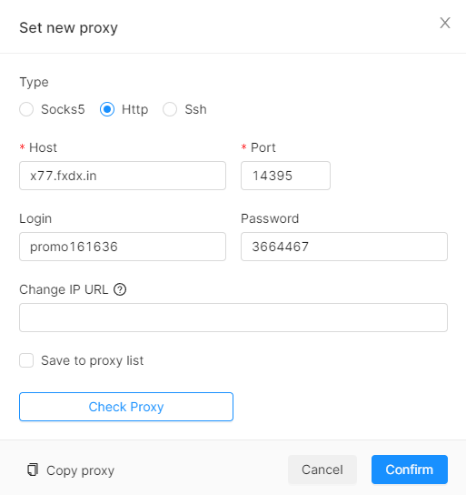 Dados do iProxy no Octo